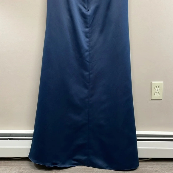 NWT Jordan Fashions 469 Lace and Satin Sleeveless Bridesmaids Dress Navy 12 - Picture 7 of 16
